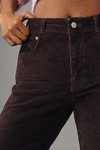 Pilcro The Adi Mid-Rise Frayed Relaxed Flare Jeans: Corduroy Edition