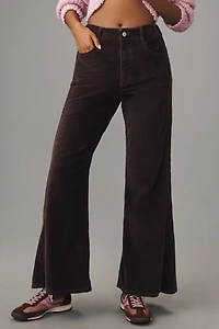Pilcro The Adi Mid-Rise Frayed Relaxed Flare Jeans: Corduroy Edition