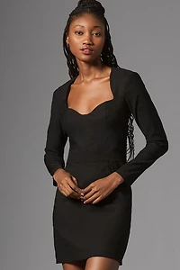 Long-Sleeve Sweetheart Mini Dress