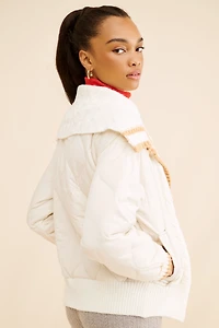 Avec Les Filles Quilted Cable Sweater Jacket