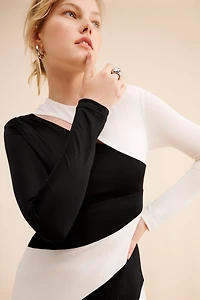 FARM Rio Cut-Out Long Sleeve Midi Dress
