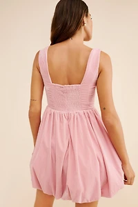 BHLDN Ariana Velvet Square-Neck Fit & Flare Mini Dress