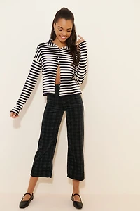 Maeve The Colette Cropped Wide-Leg Pants: Plaid Corduroy Edition