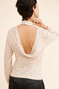Adelyn Rae Cara High Neck Sequin Blouse