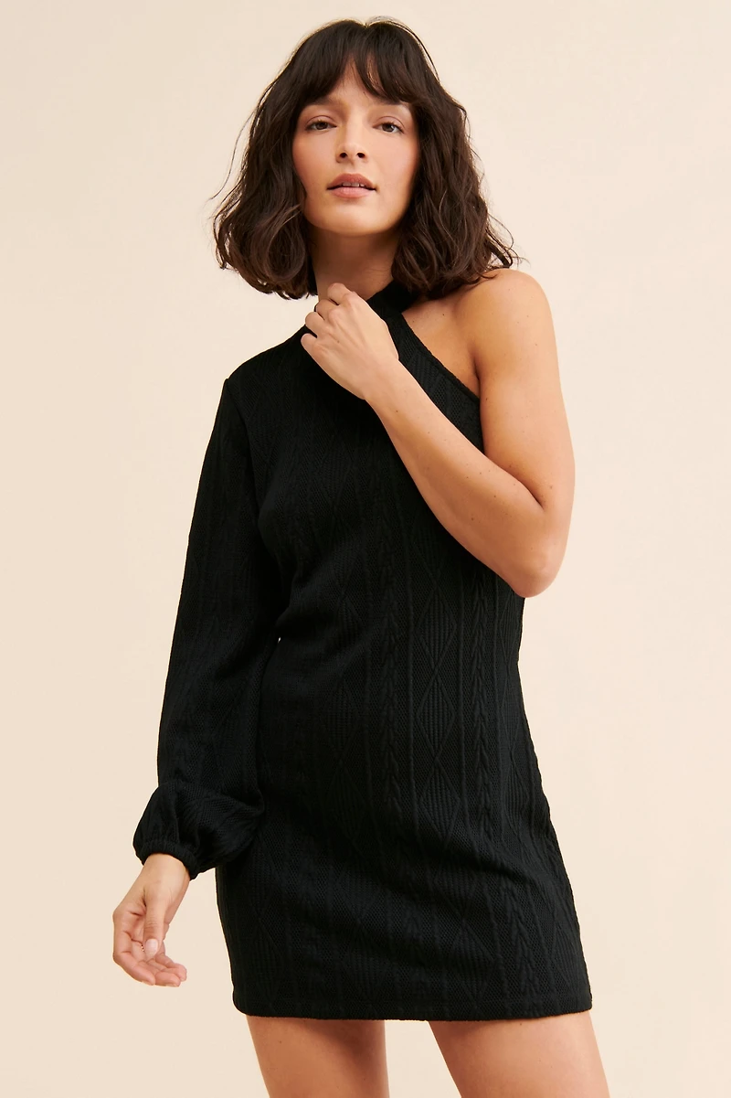 Sanctuary One-Shoulder Sweater Dress