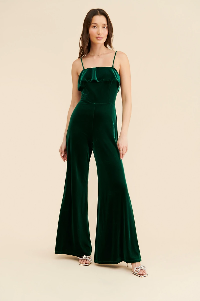 Corey Lynn Calter Velvet Flare Leg Jumpsuit