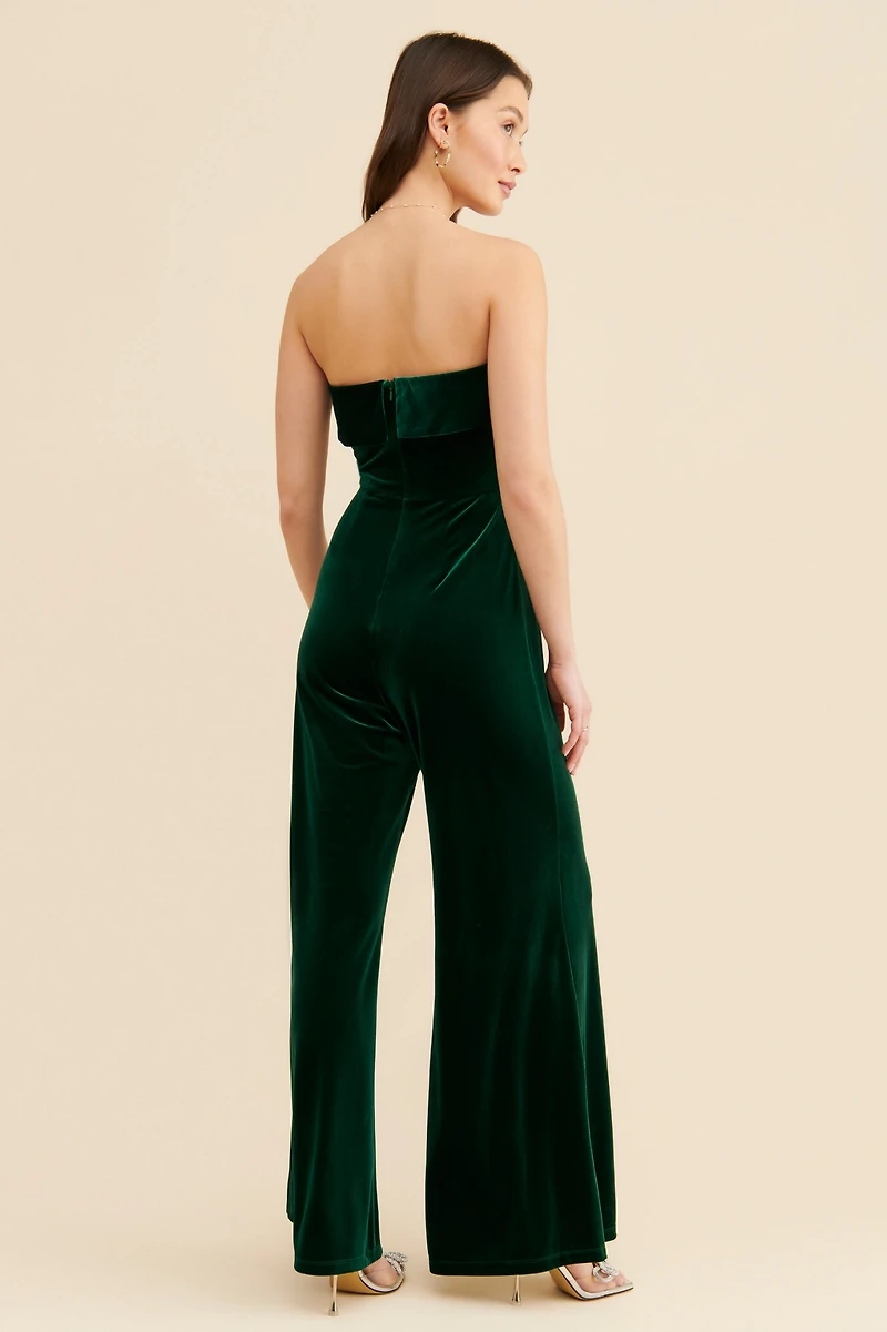 Corey Lynn Calter Velvet Flare Leg Jumpsuit