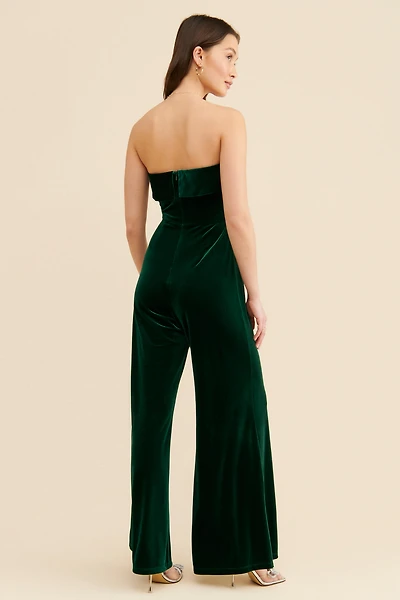 Corey Lynn Calter Velvet Flare Leg Jumpsuit