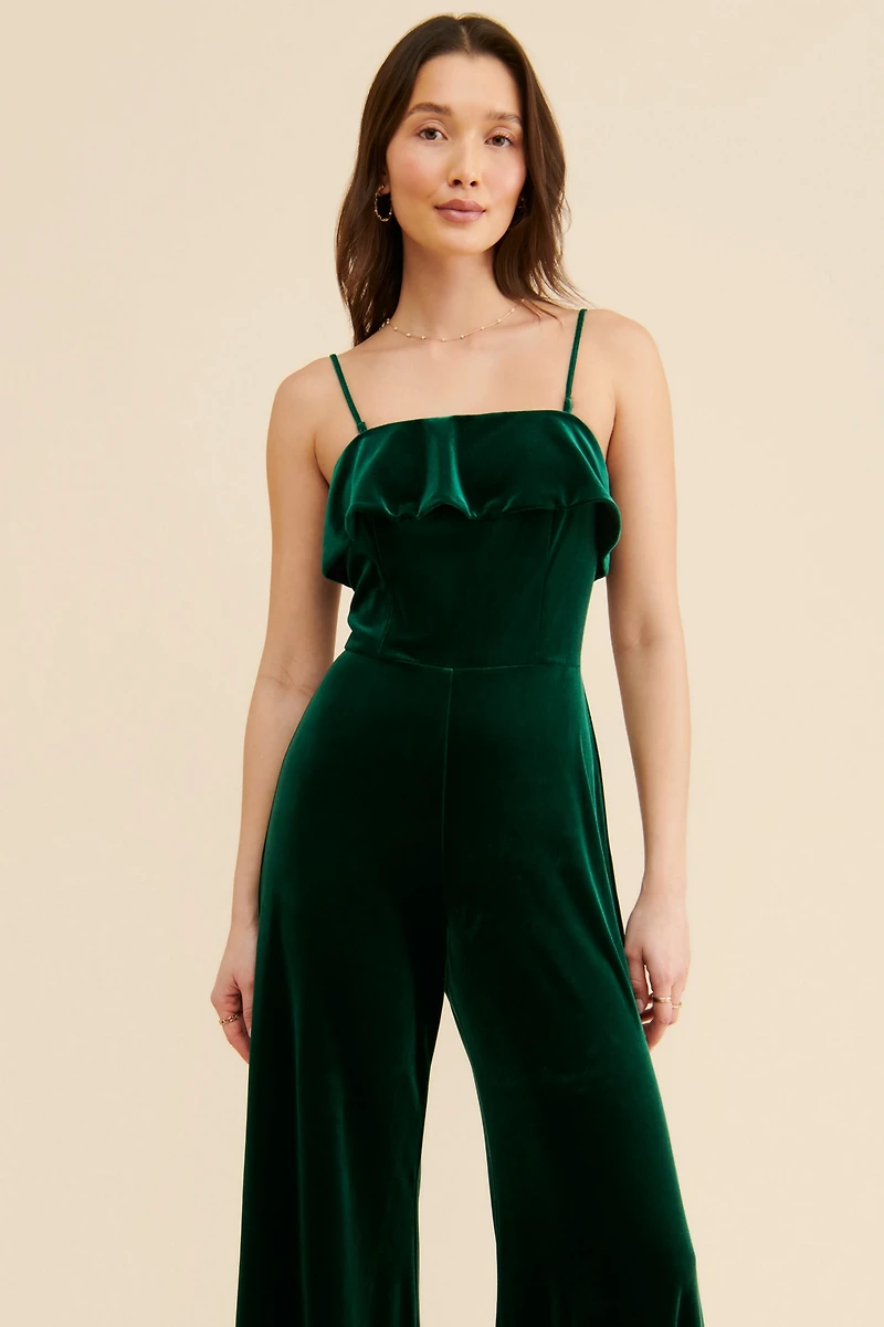 Corey Lynn Calter Velvet Flare Leg Jumpsuit