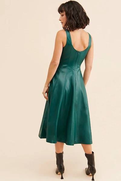Avec Les Filles Vegan Leather Fit and Flare Dress