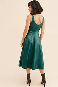 Avec Les Filles Vegan Leather Fit and Flare Dress