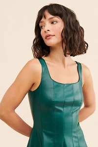 Avec Les Filles Vegan Leather Fit and Flare Dress
