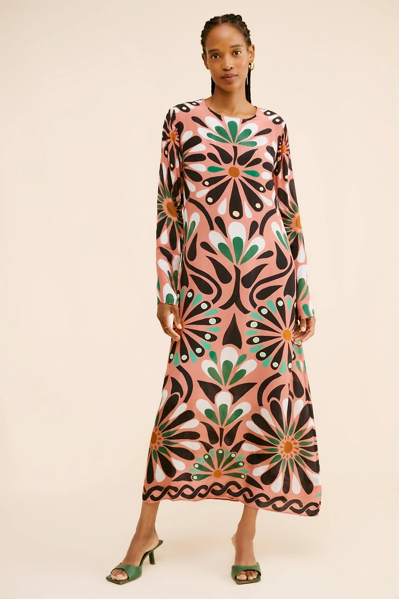 FARM Rio Ainika Flowers Long Sleeve Maxi Dress