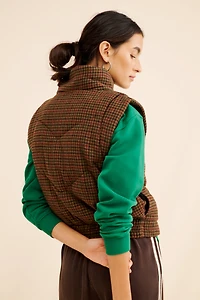 Avec Les Filles Houndstooth Front-Snap Quilted Vest
