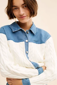 Dolan Denim Cable Mix Cardigan Sweater