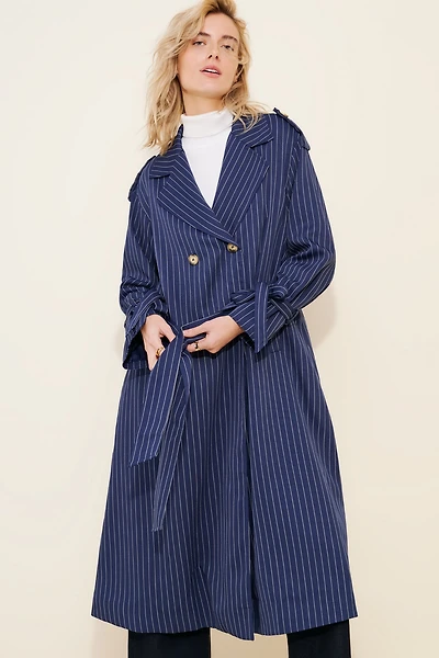 Extro Vert Oversized Pinstripe Coat