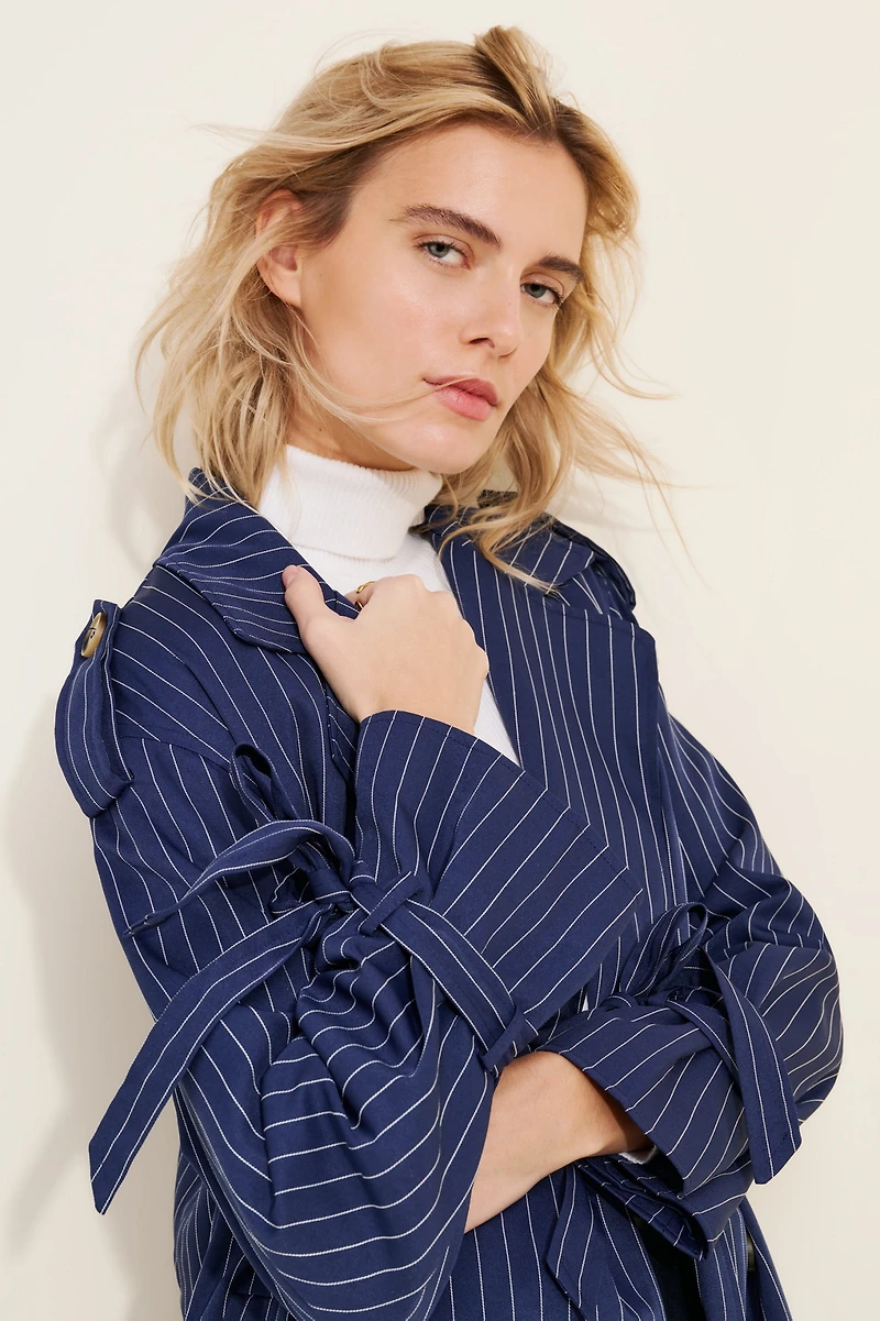 Extro Vert Oversized Pinstripe Coat