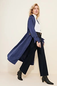 Extro Vert Oversized Pinstripe Coat