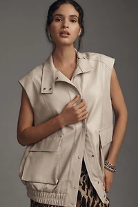 Vegan Leather Oversized Utility Vest