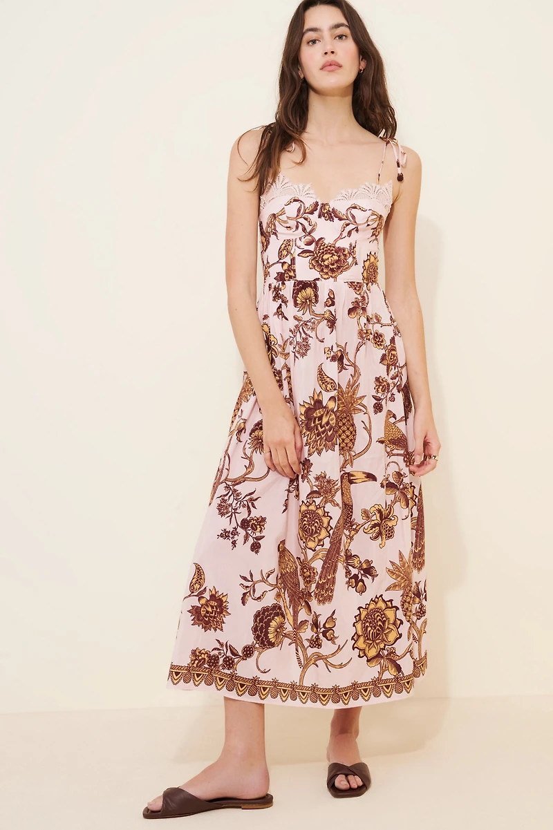 FARM Rio Tropical Landing Lace Midi Dress