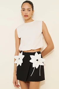 Aureta Linen Lilly Corsage Mini Skirt