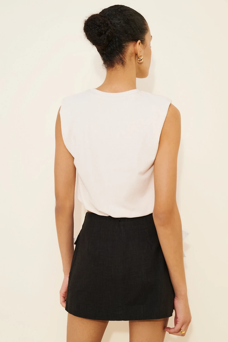 Aureta Linen Lilly Corsage Mini Skirt