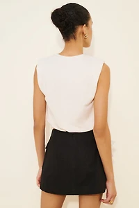 Aureta Linen Lilly Corsage Mini Skirt