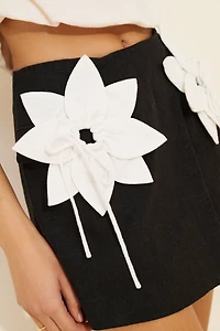 Aureta Linen Lilly Corsage Mini Skirt