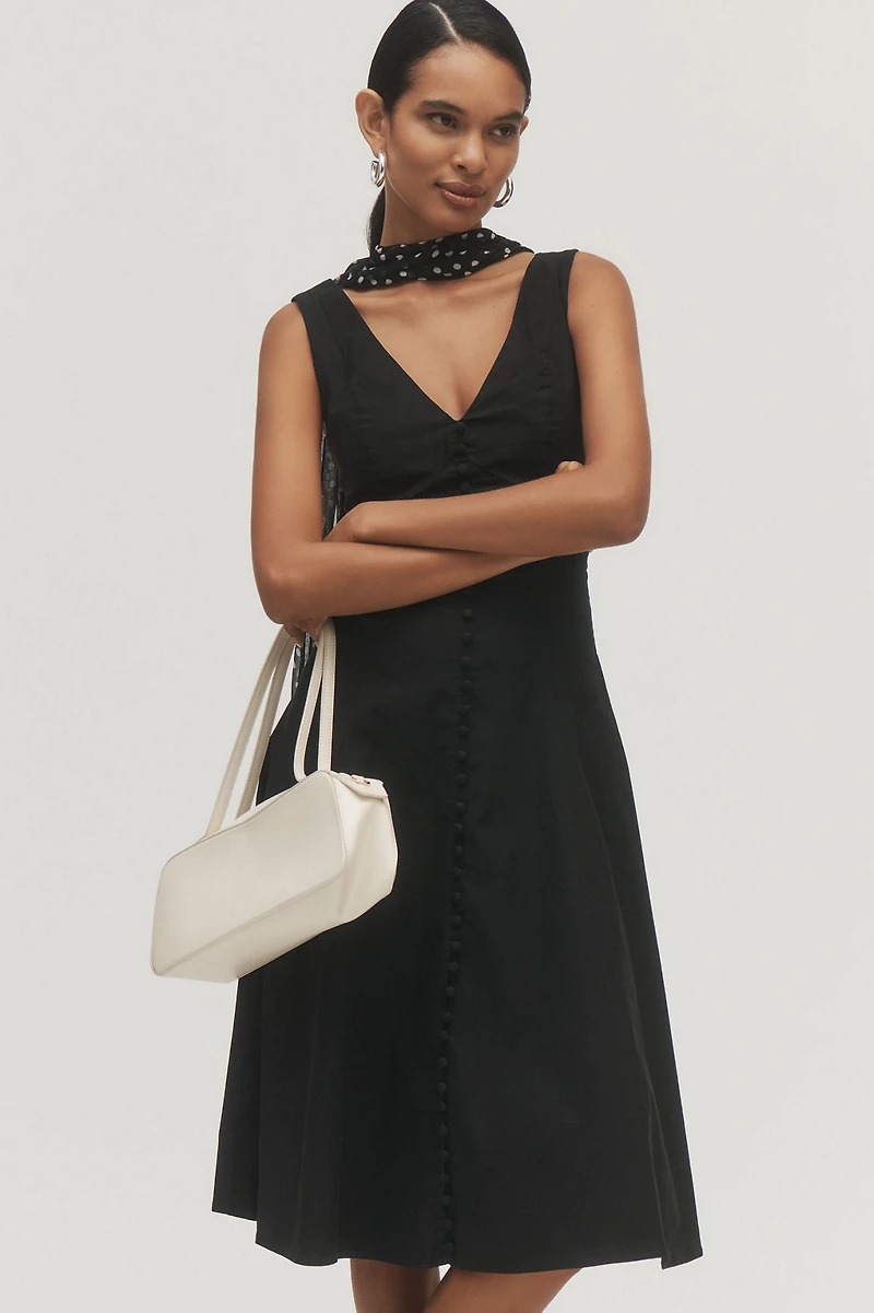 V-Neck Button Front Dress