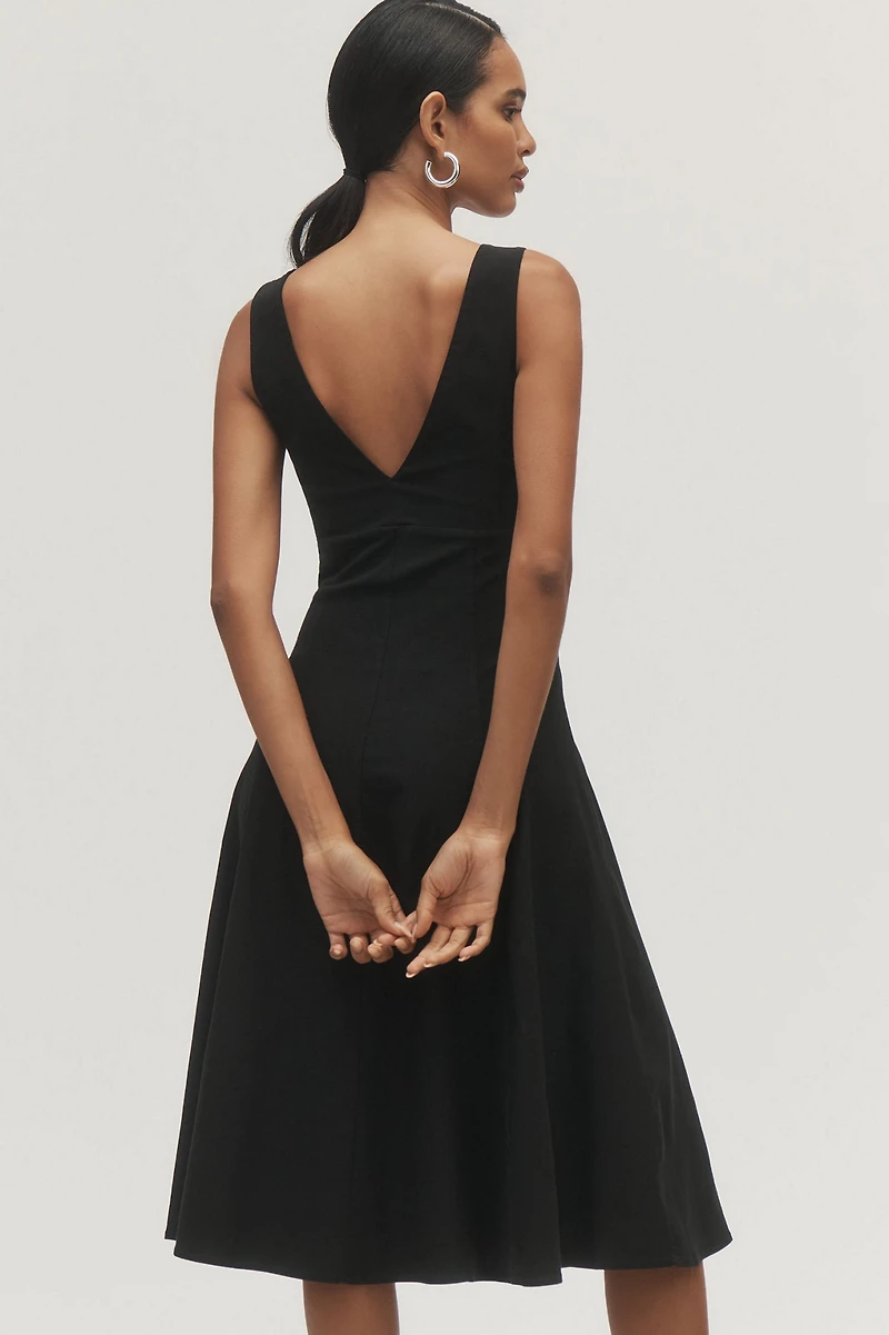 V-Neck Button Front Dress