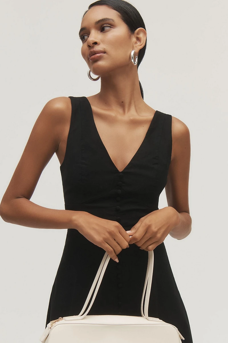 V-Neck Button Front Dress