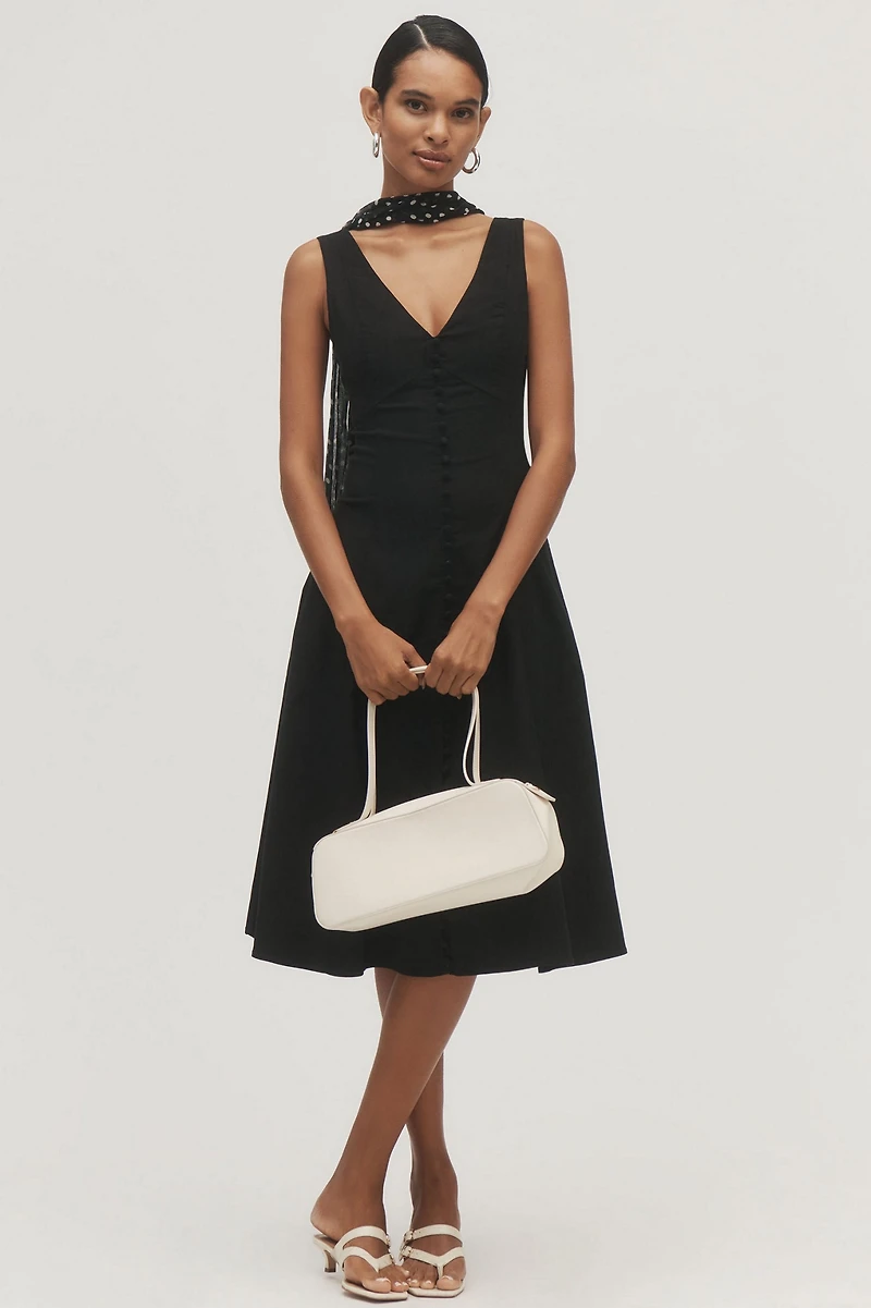 V-Neck Button Front Dress