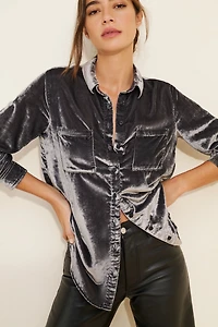 Pilcro Relaxed Velvet Buttondown
