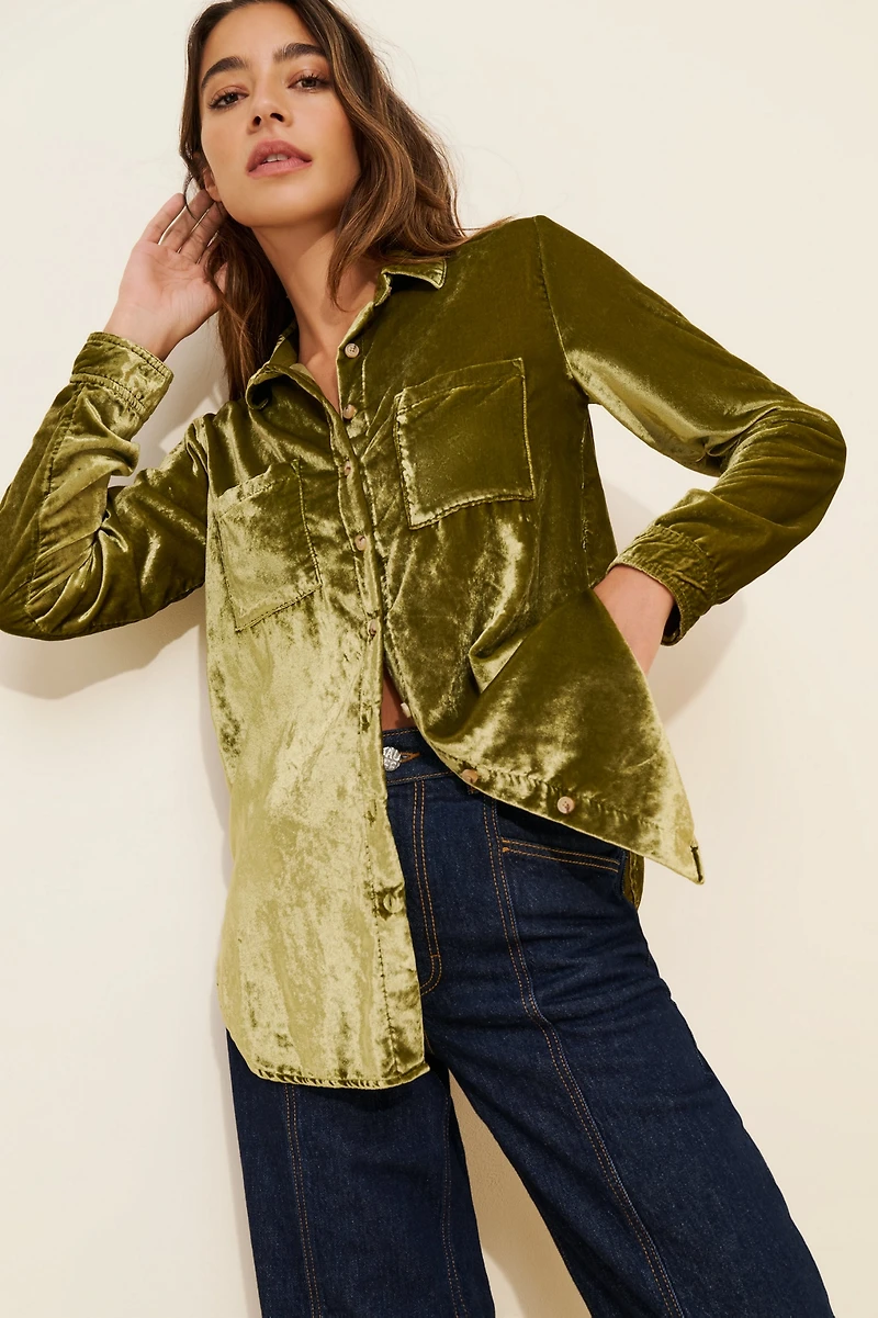 Pilcro Relaxed Velvet Buttondown