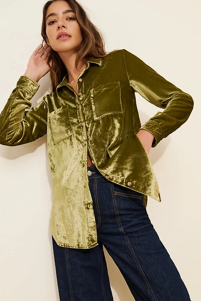 Pilcro Relaxed Velvet Buttondown