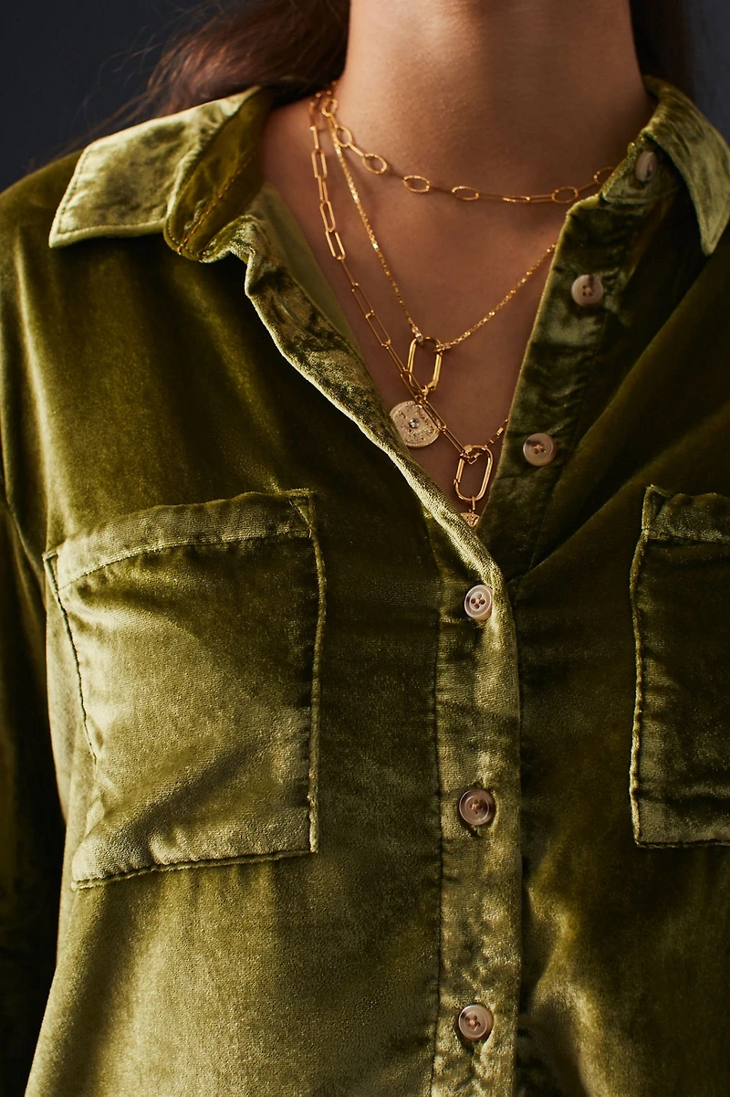 Pilcro Relaxed Velvet Buttondown