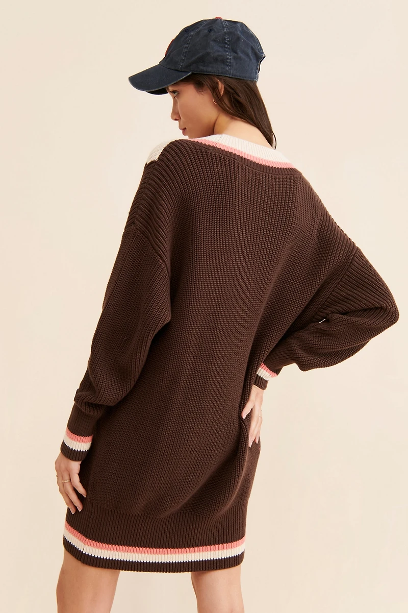 $525 V-Neck Sweater Dress