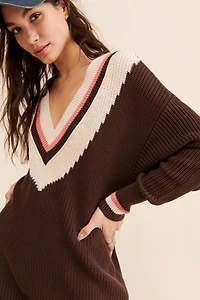 $525 V-Neck Sweater Dress