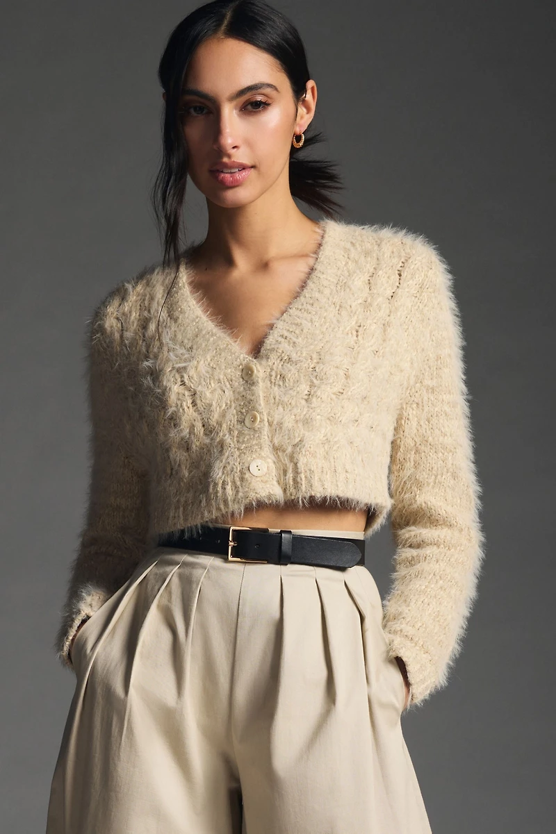 Cropped Eyelash Cardigan