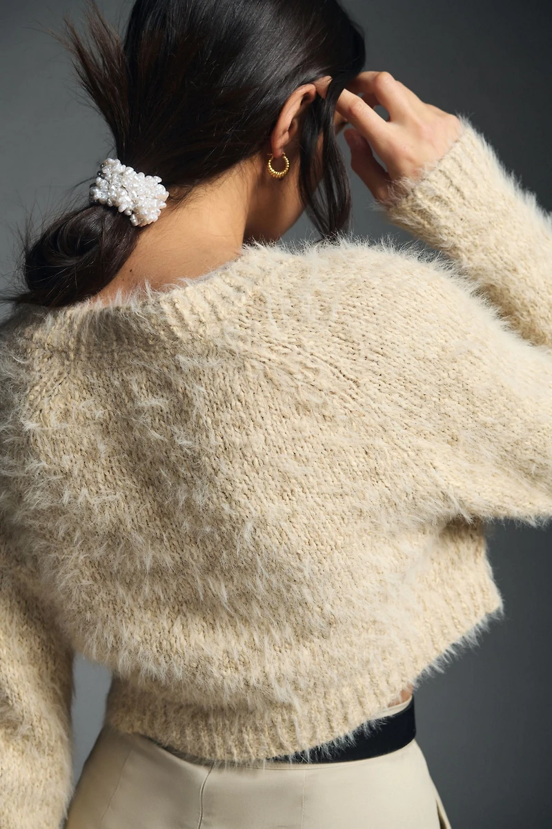 Cropped Eyelash Cardigan