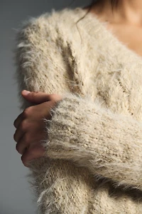 Cropped Eyelash Cardigan