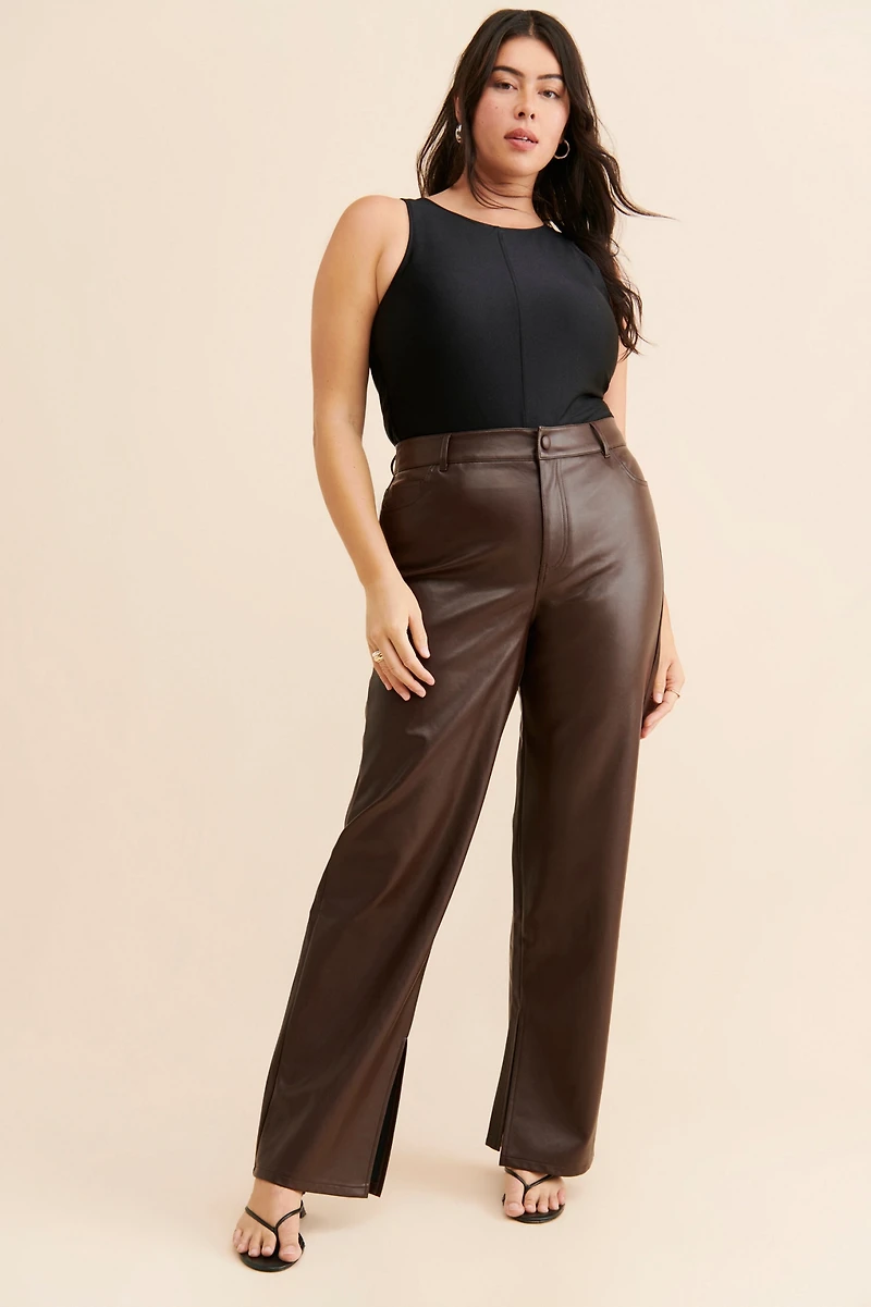Eloquii Slit Hem Vegan Leather Pants