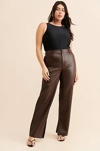 Eloquii Slit Hem Vegan Leather Pants