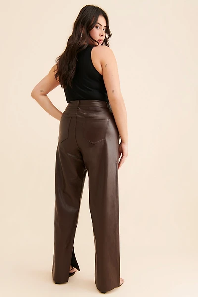 Eloquii Slit Hem Vegan Leather Pants