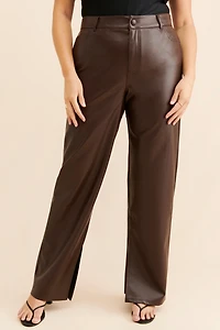 Eloquii Slit Hem Vegan Leather Pants