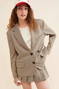 Moon River Plaid Oversized Blazer