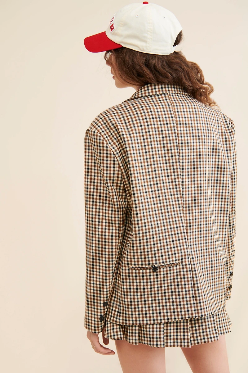 Moon River Plaid Oversized Blazer