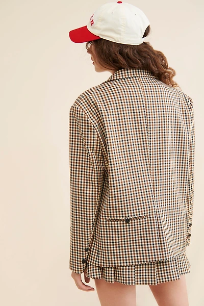 Moon River Plaid Oversized Blazer