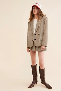 Moon River Plaid Oversized Blazer