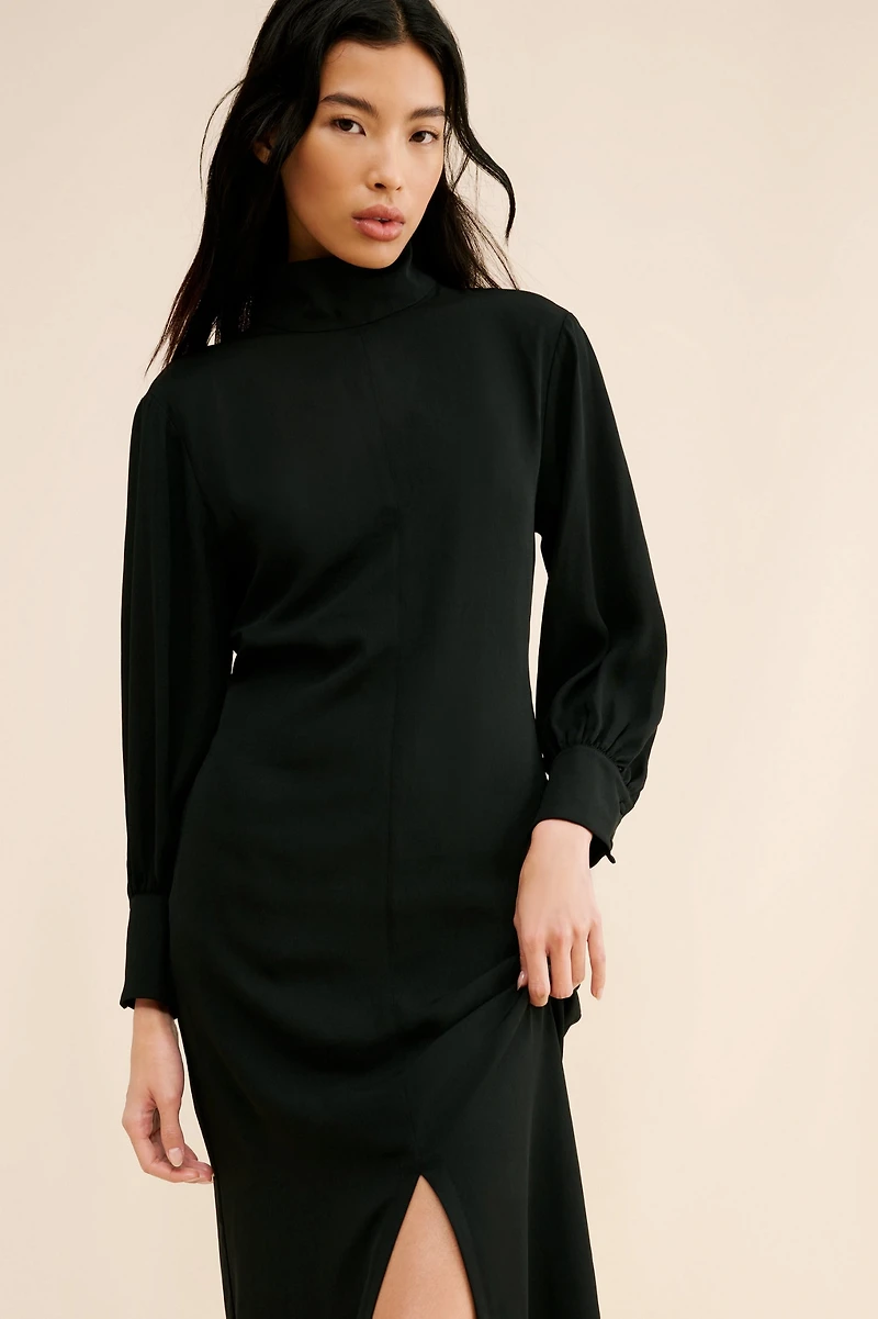 Maeve Long-Sleeve Mock-Neck Midi Dress